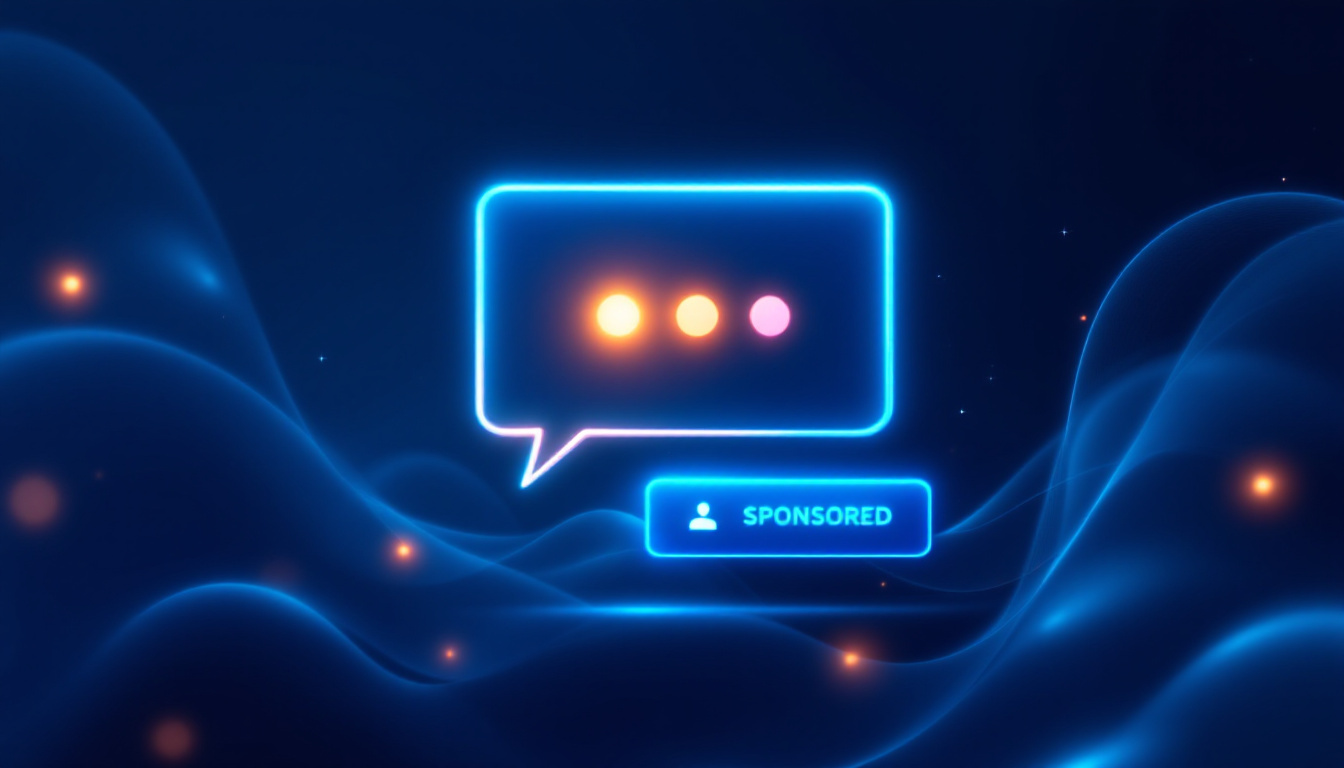Illustrative concept: a ChatGPT answer with a sponsored card beneath it